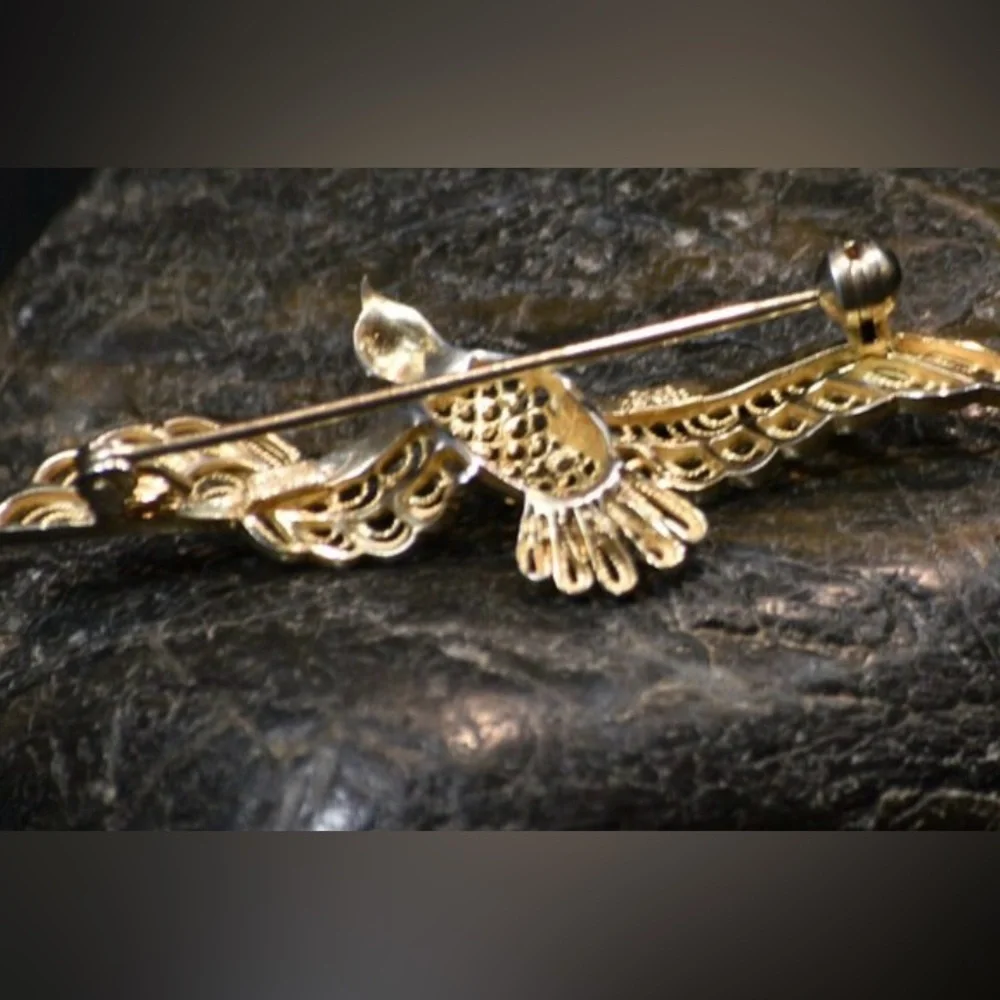 Vintage 1960 filigree seagull silver brooch-RARE - Picture 7 of 13
